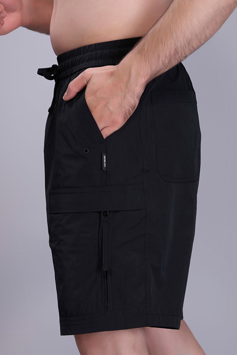 Black - Cargo Zip Pocket Shorts